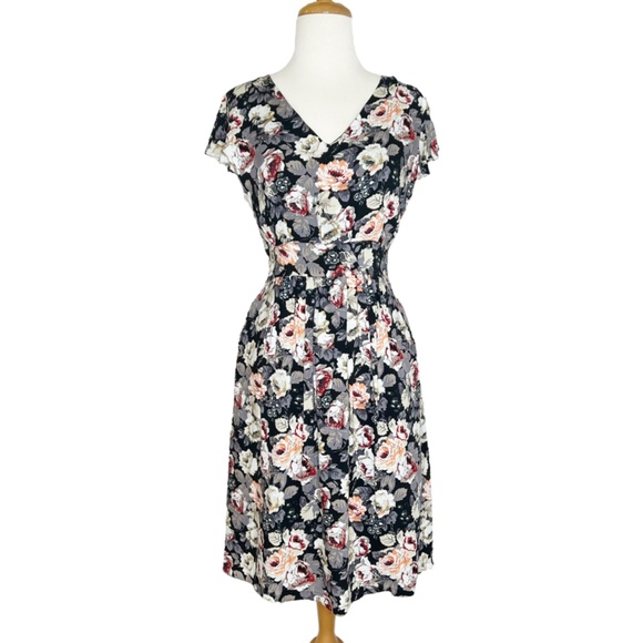 Modcloth Frock Shop Floral Roses Dress Large - Picture 2 of 10